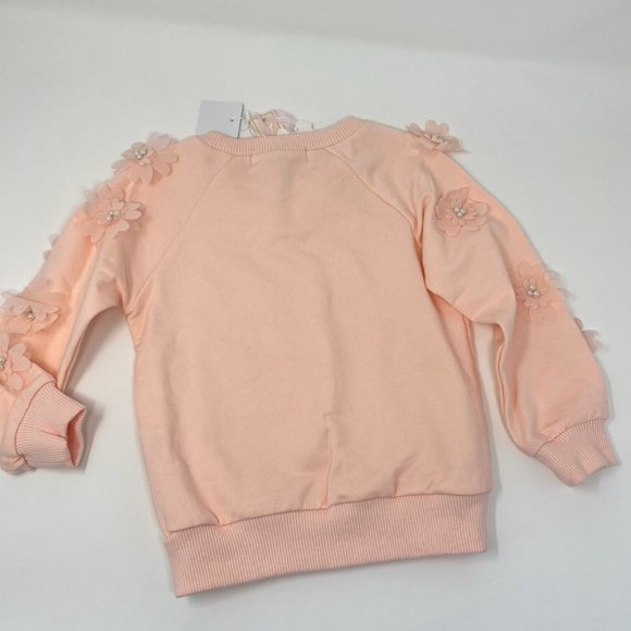 NWT CUTE Baby Girl Pearl Silky Flower Sweatshirt - Picture 4 of 6